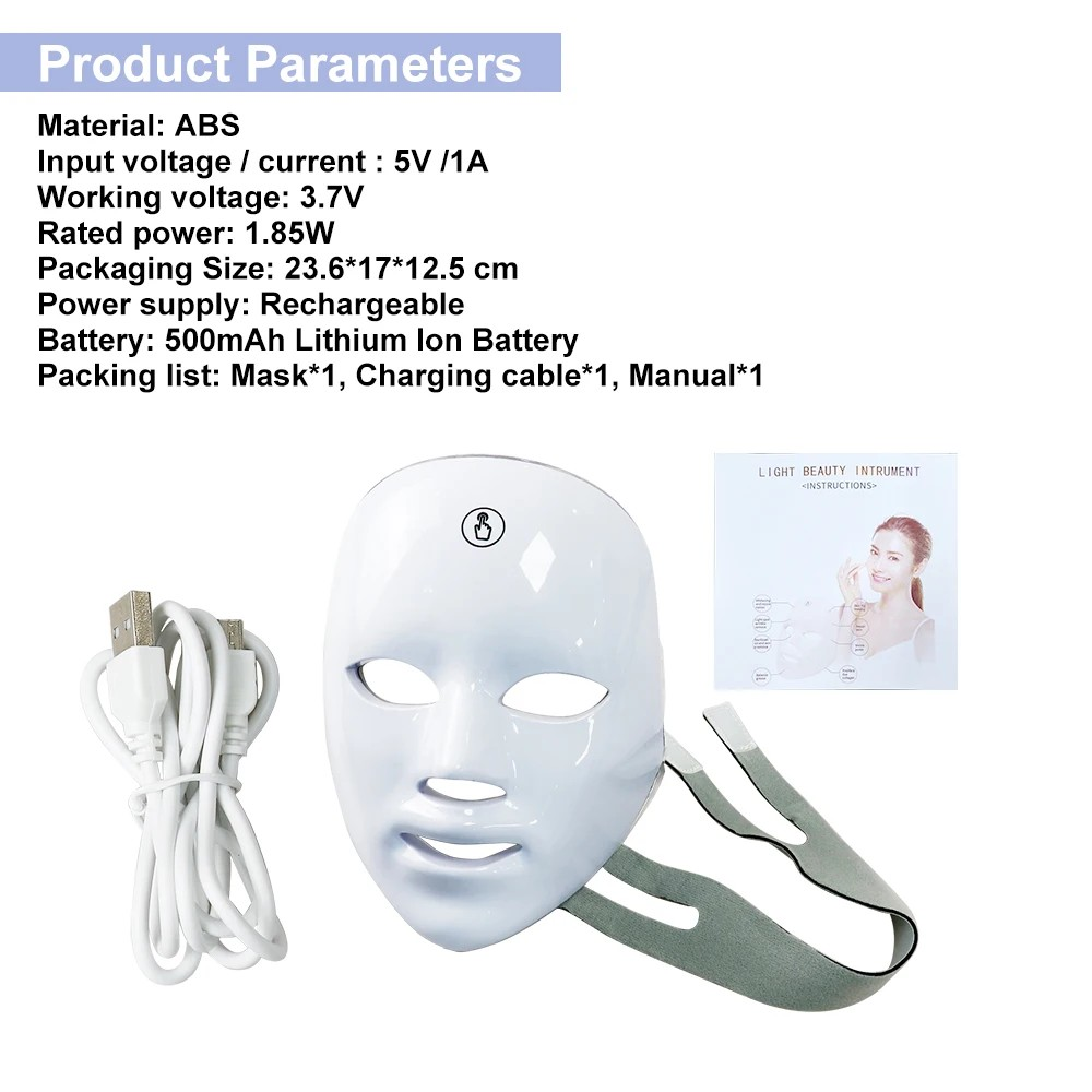 Facial LED Mask Photon Therapy Beauty Mask Rejuvenation Face Whitening Lifting Beauty Device Skin Care Rechargeable