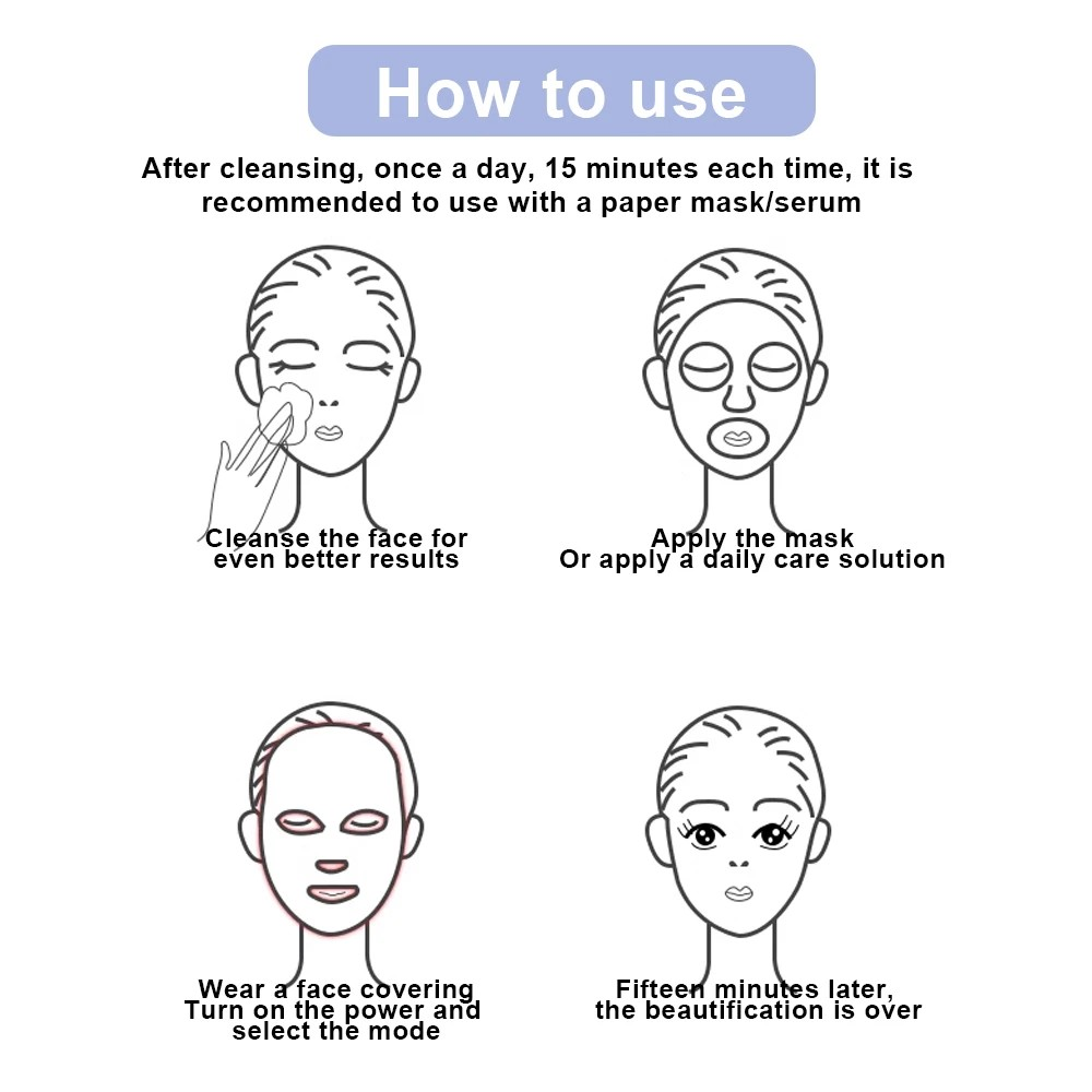 Facial LED Mask Photon Therapy Beauty Mask Rejuvenation Face Whitening Lifting Beauty Device Skin Care Rechargeable