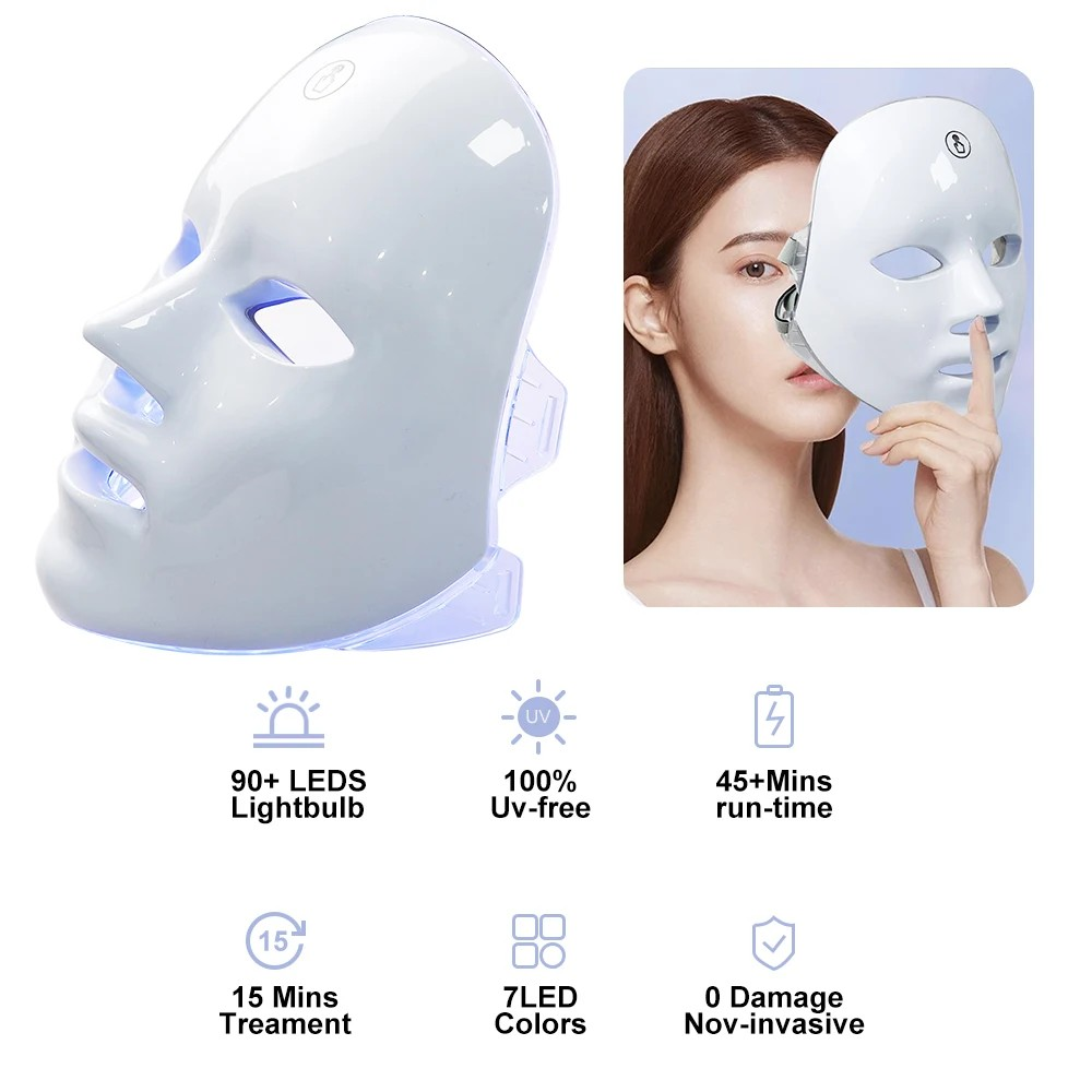 Facial LED Mask Photon Therapy Beauty Mask Rejuvenation Face Whitening Lifting Beauty Device Skin Care Rechargeable