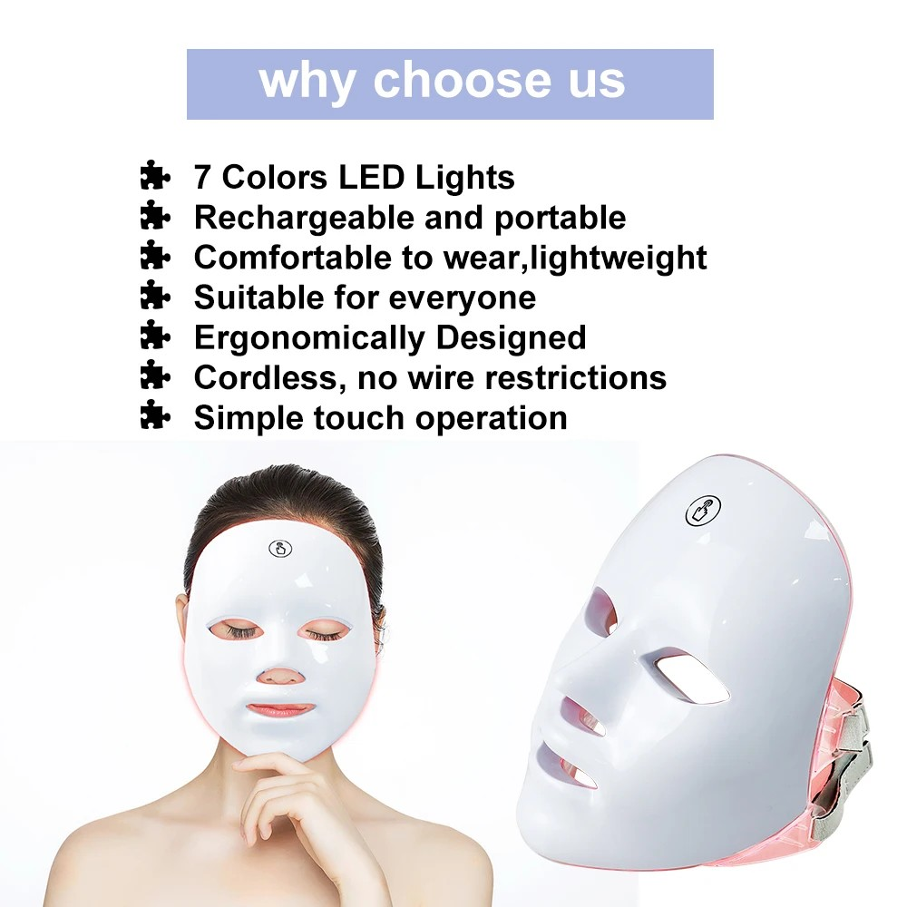 Facial LED Mask Photon Therapy Beauty Mask Rejuvenation Face Whitening Lifting Beauty Device Skin Care Rechargeable