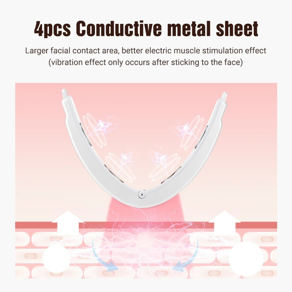EMS Face Slimming Device Double Chin V Shape Lift Belt 5 Color Lights Hot Compress Face Vibration Massager With Remote Control