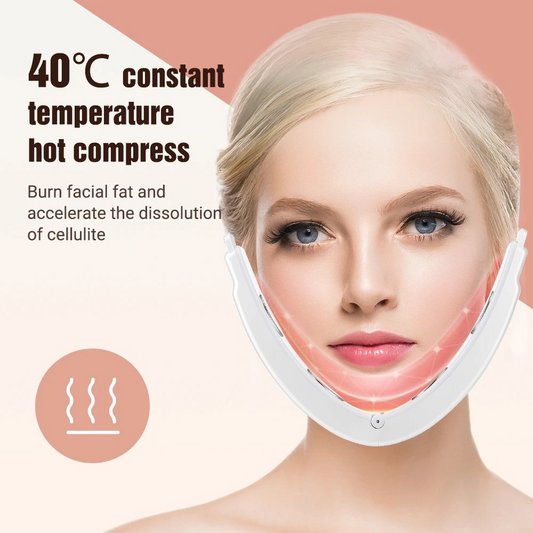 EMS Face Slimming Device Double Chin V Shape Lift Belt 5 Color Lights Hot Compress Face Vibration Massager With Remote Control