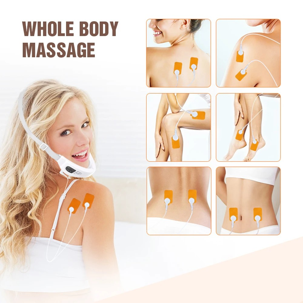 EMS Face Slimming Device Double Chin V Shape Lift Belt 5 Color Lights Hot Compress Face Vibration Massager With Remote Control