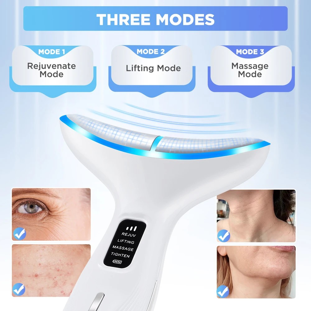 3 Modes Skin Lifting Firming Facial Massager Skin Care Tool LED Double Chin Remover Machine