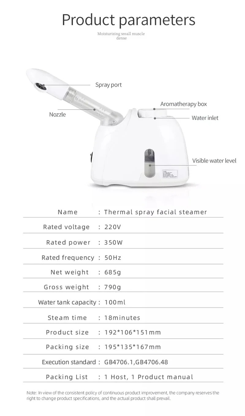 Ozone Facial Steamer Warm Mist Humidifier for Face Deep Cleaning Vaporizer Sprayer