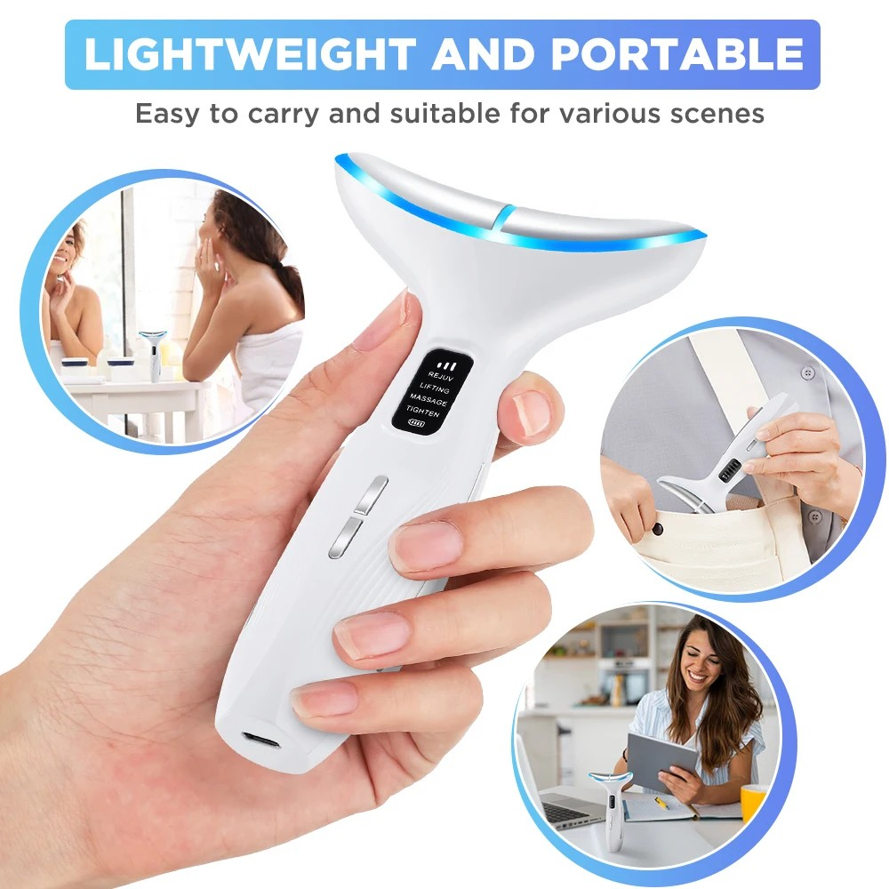 3 Modes Skin Lifting Firming Facial Massager Skin Care Tool LED Double Chin Remover Machine