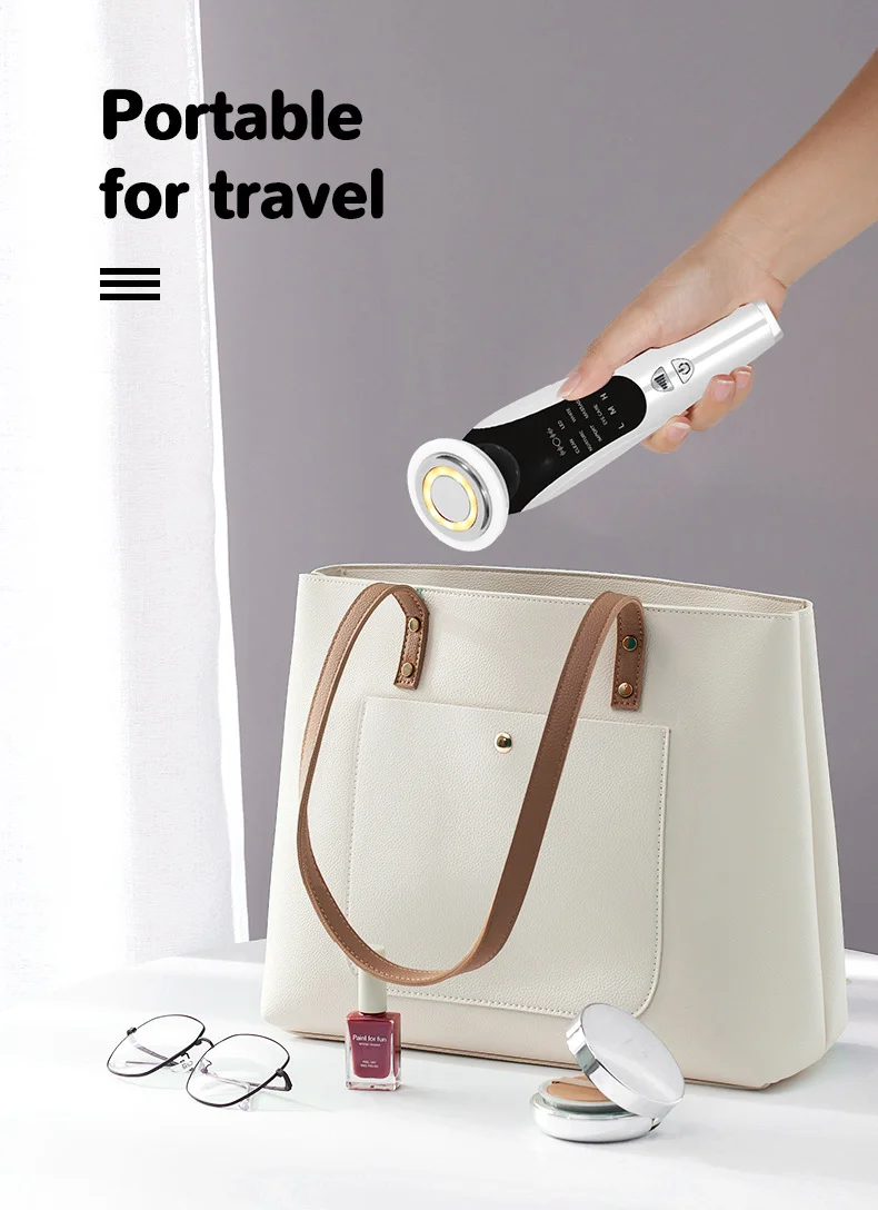7 In 1 EMS Facial Massager Vibration Heated LED Light Therapy Face Lifting Device