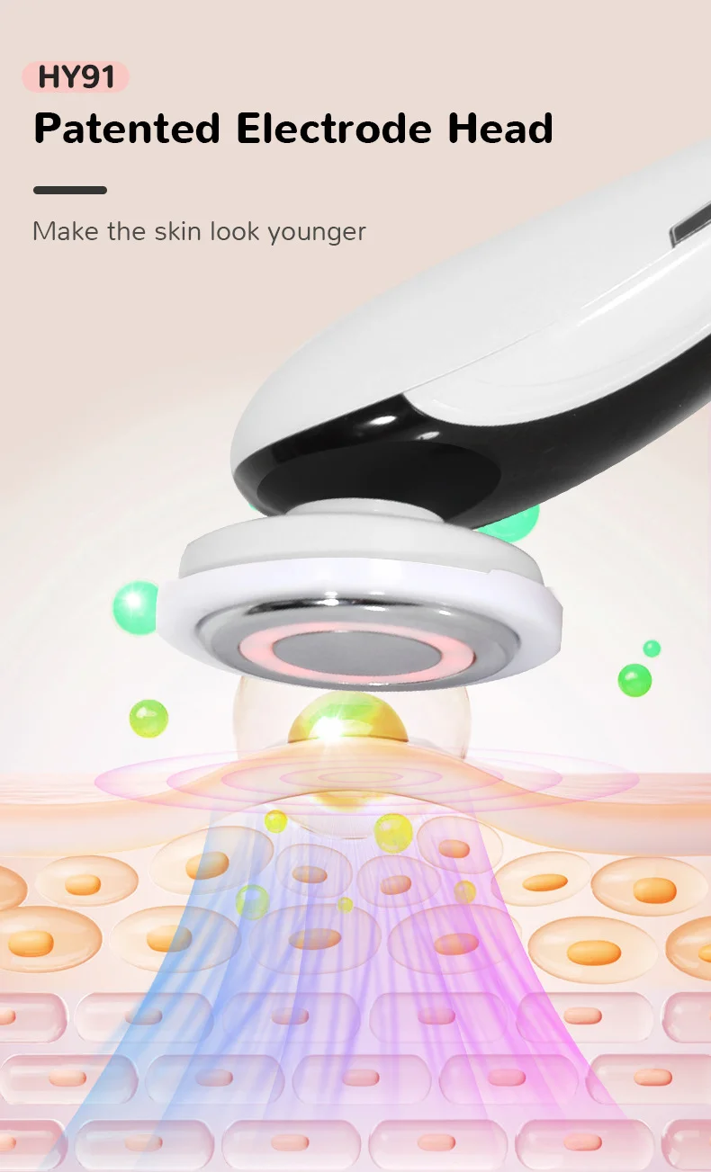 7 In 1 EMS Facial Massager Vibration Heated LED Light Therapy Face Lifting Device