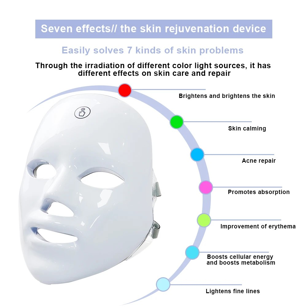 Facial LED Mask Photon Therapy Beauty Mask Rejuvenation Face Whitening Lifting Beauty Device Skin Care Rechargeable
