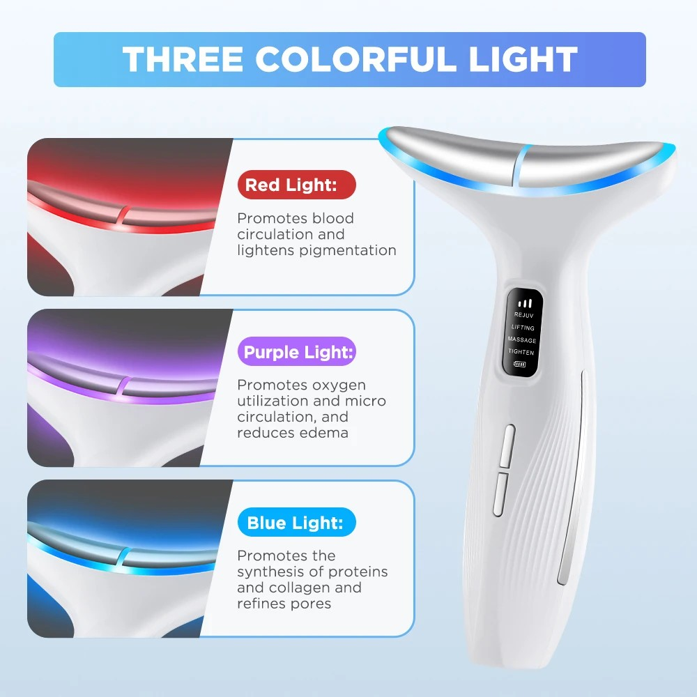 3 Modes Skin Lifting Firming Facial Massager Skin Care Tool LED Double Chin Remover Machine