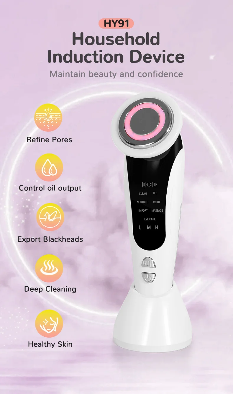 7 In 1 EMS Facial Massager Vibration Heated LED Light Therapy Face Lifting Device
